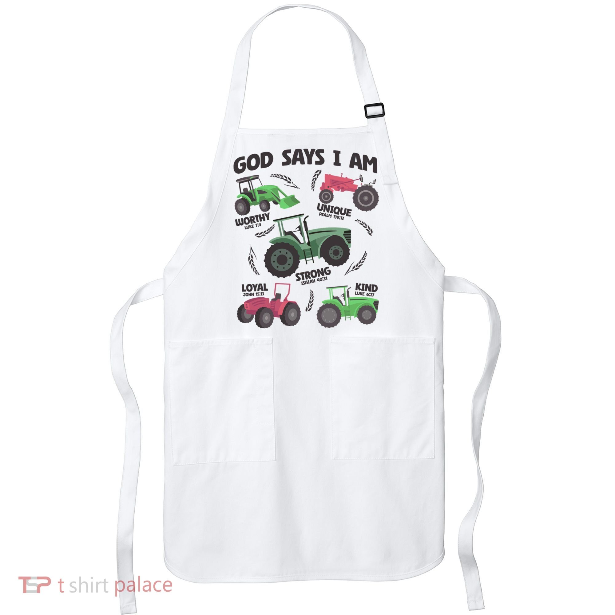 God Says I Am Tractor Lover Christian Apron