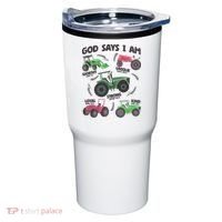 God Says I Am Tractor Lover Christian Tumbler thumb 0