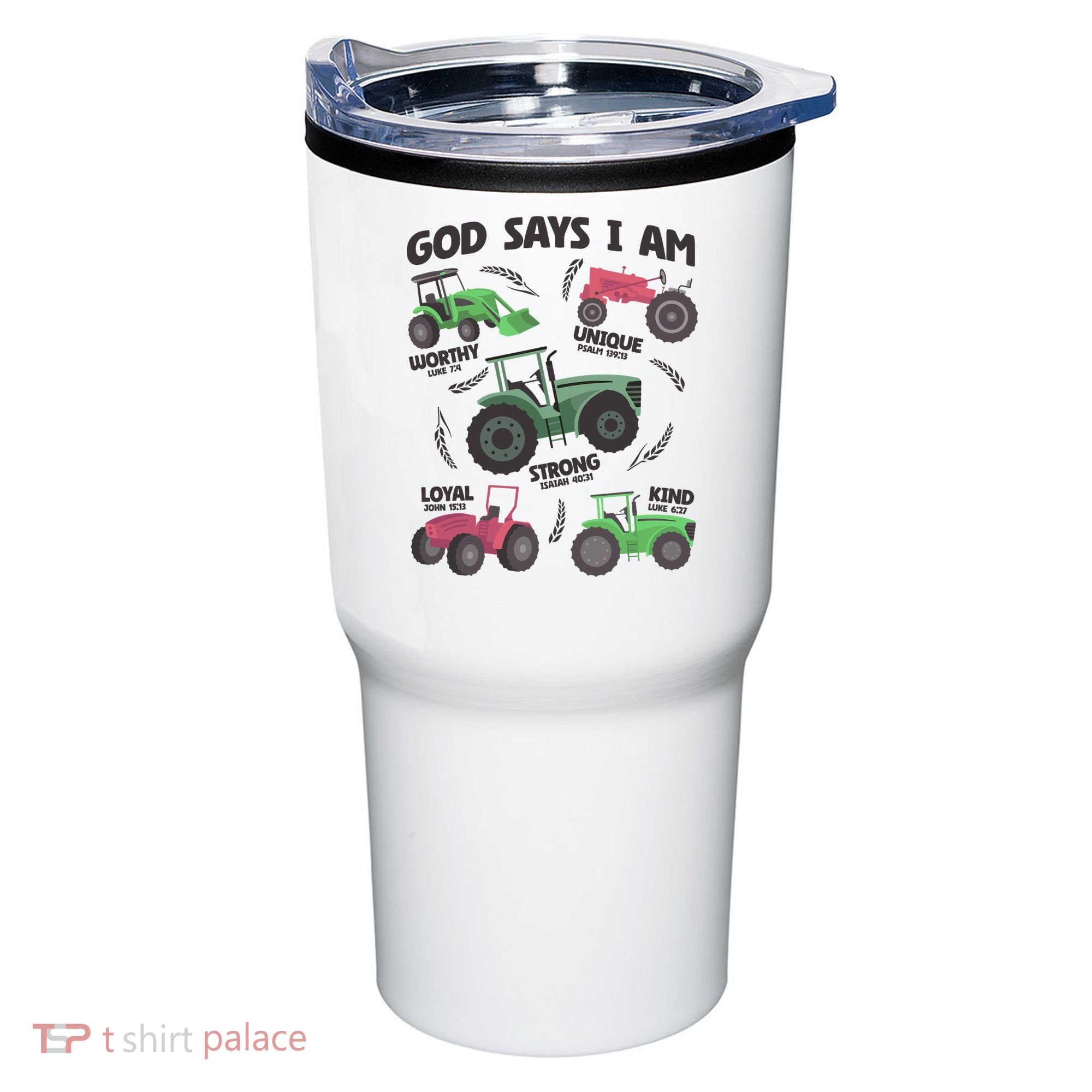 God Says I Am Tractor Lover Christian Tumbler