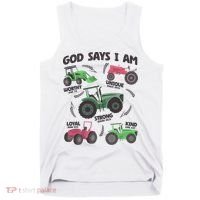 God Says I Am Tractor Lover Christian Tank Top thumb 0