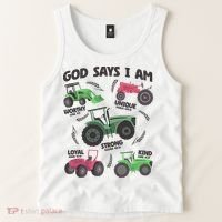 God Says I Am Tractor Lover Christian Tank Top thumb 2