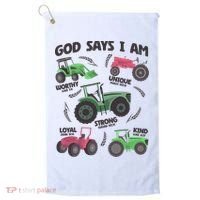 God Says I Am Tractor Lover Christian Golf Towel thumb 0