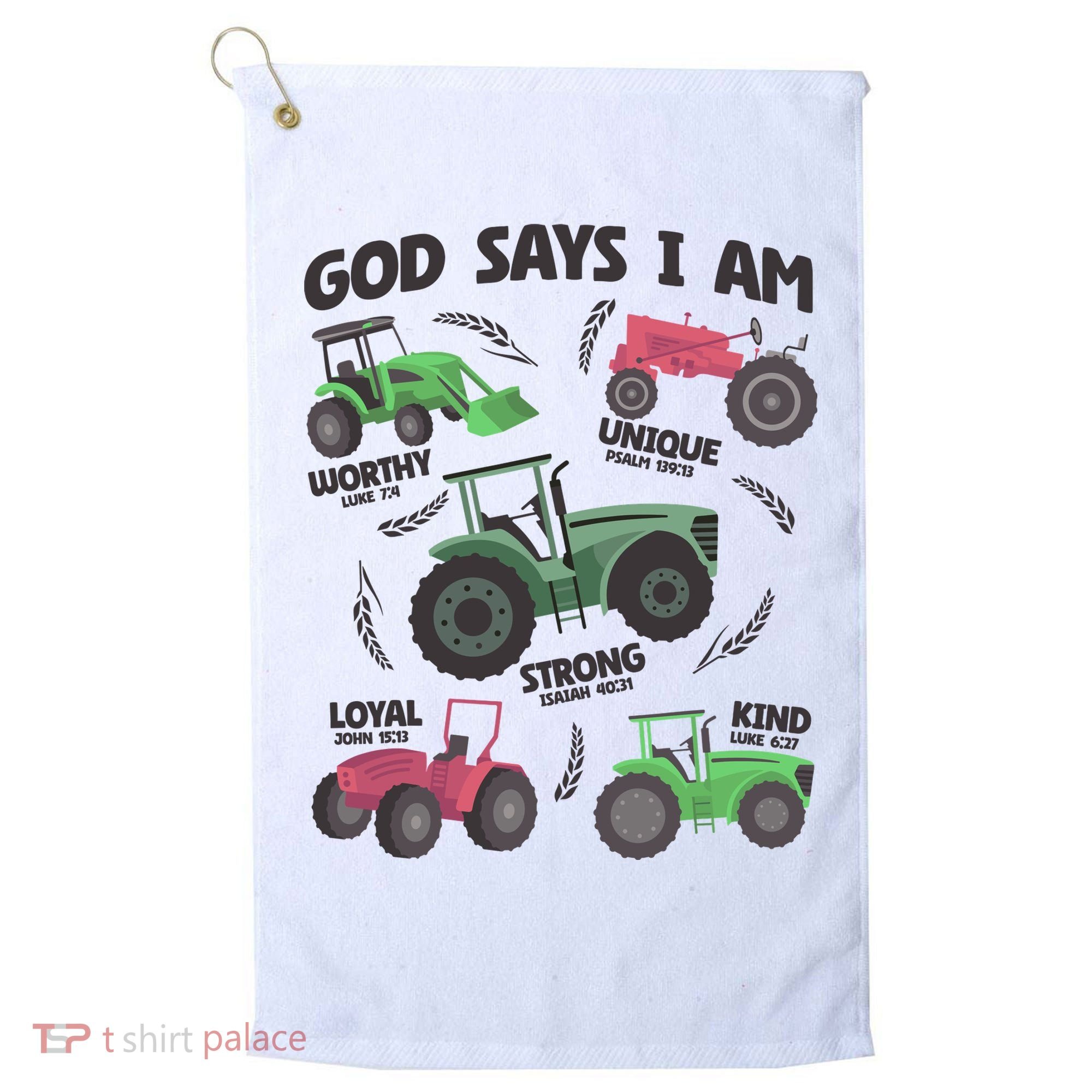 God Says I Am Tractor Lover Christian Golf Towel