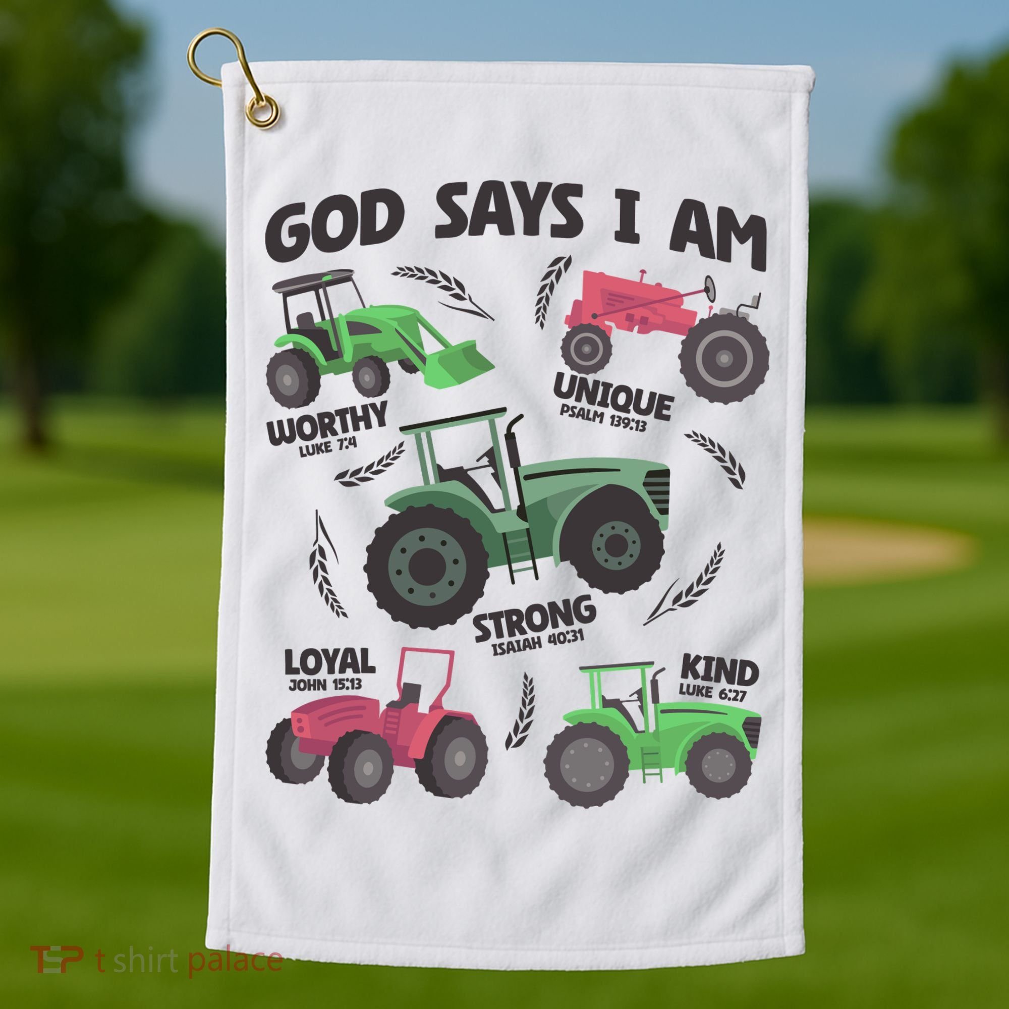 God Says I Am Tractor Lover Christian Golf Towel