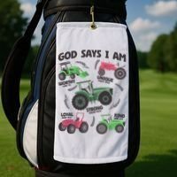 God Says I Am Tractor Lover Christian Golf Towel thumb 2