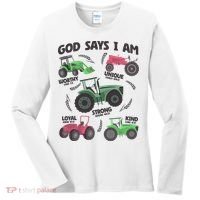 God Says I Am Tractor Lover Christian Women's Long Sleeve Shirt thumb 0