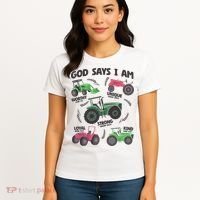 God Says I Am Tractor Lover Christian Women's T-Shirt thumb 4