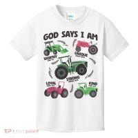 God Says I Am Tractor Lover Christian Kids T-Shirt thumb 0