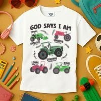 God Says I Am Tractor Lover Christian Kids T-Shirt thumb 3