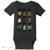 God Says I Am Teacher Baby Bodysuit thumb 0