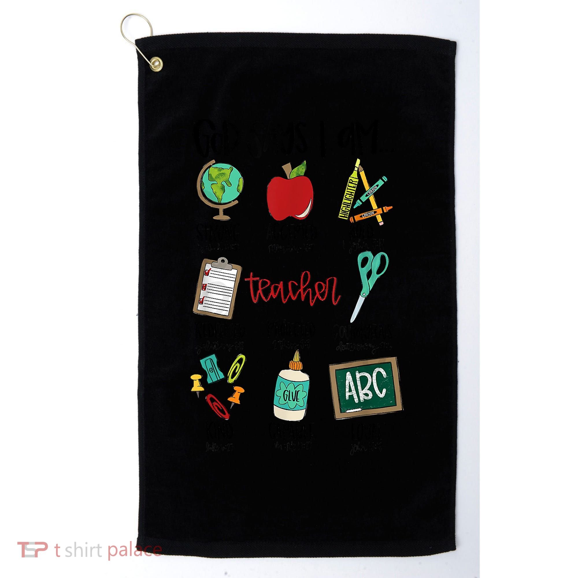 God Says I Am Teacher Golf Towel