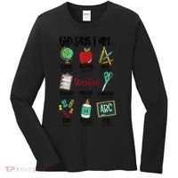 God Says I Am Teacher Women's Long Sleeve Shirt thumb 0