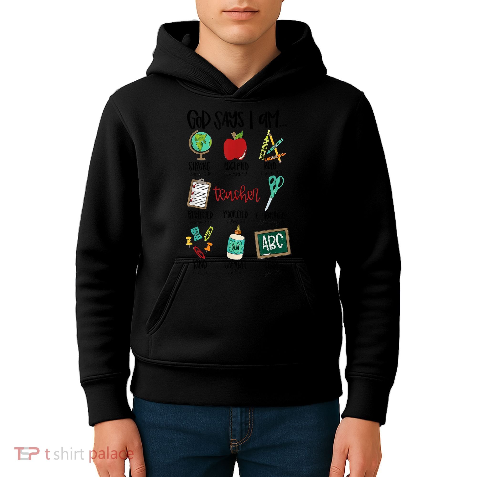 God Says I Am Teacher Kids Hoodie