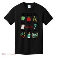 God Says I Am Teacher Kids T-Shirt thumb 0