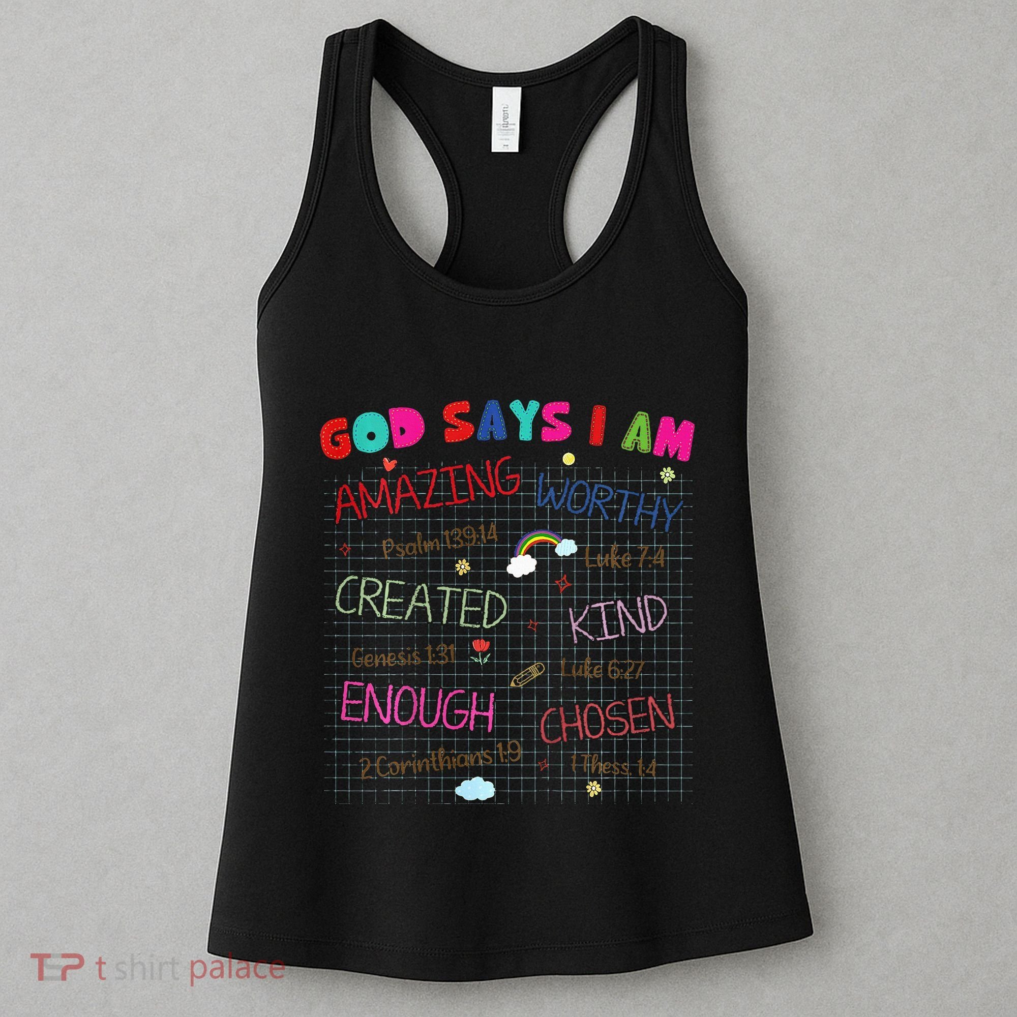 God Says I Am C.R.A.Y.O.N Drawing Bible Christian Women's Tank Top