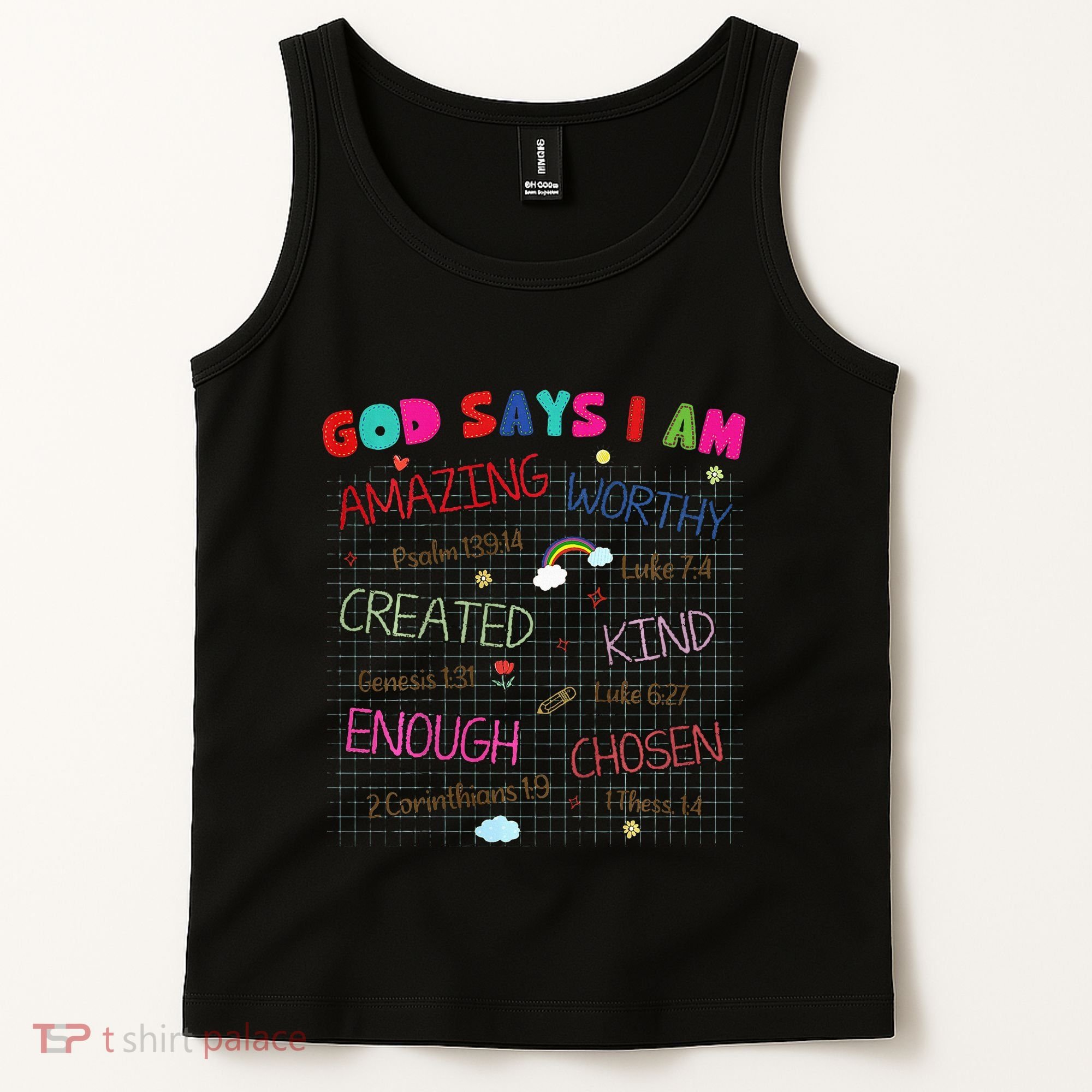 God Says I Am C.R.A.Y.O.N Drawing Bible Christian Tank Top