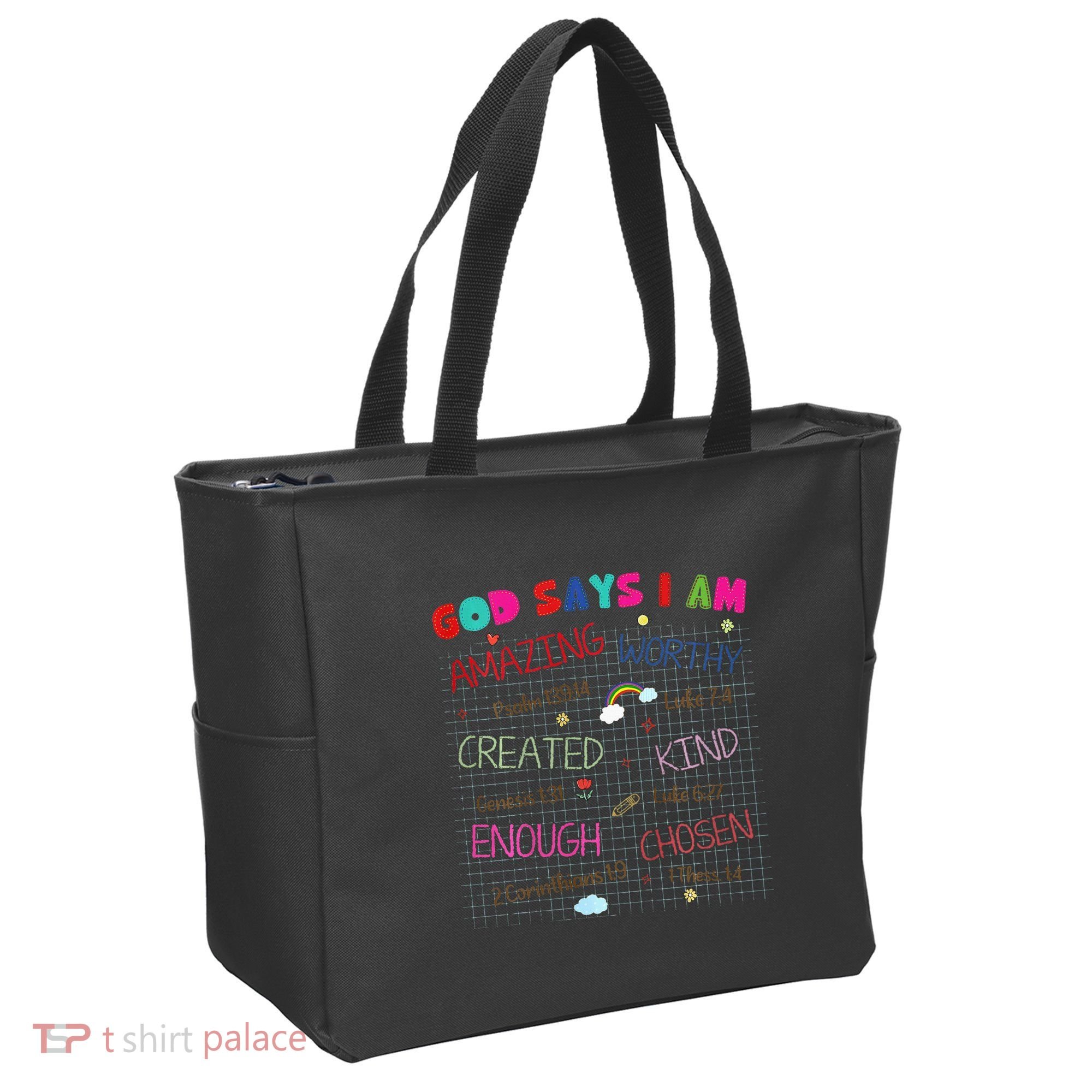 God Says I Am C.R.A.Y.O.N Drawing Bible Christian Tote Bag