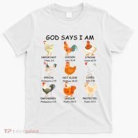 God Says I Am Chicken Christian Bible Funny Farm Chicken T-Shirt thumb 0