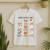 God Says I Am Chicken Christian Bible Funny Farm Chicken T-Shirt thumb 2