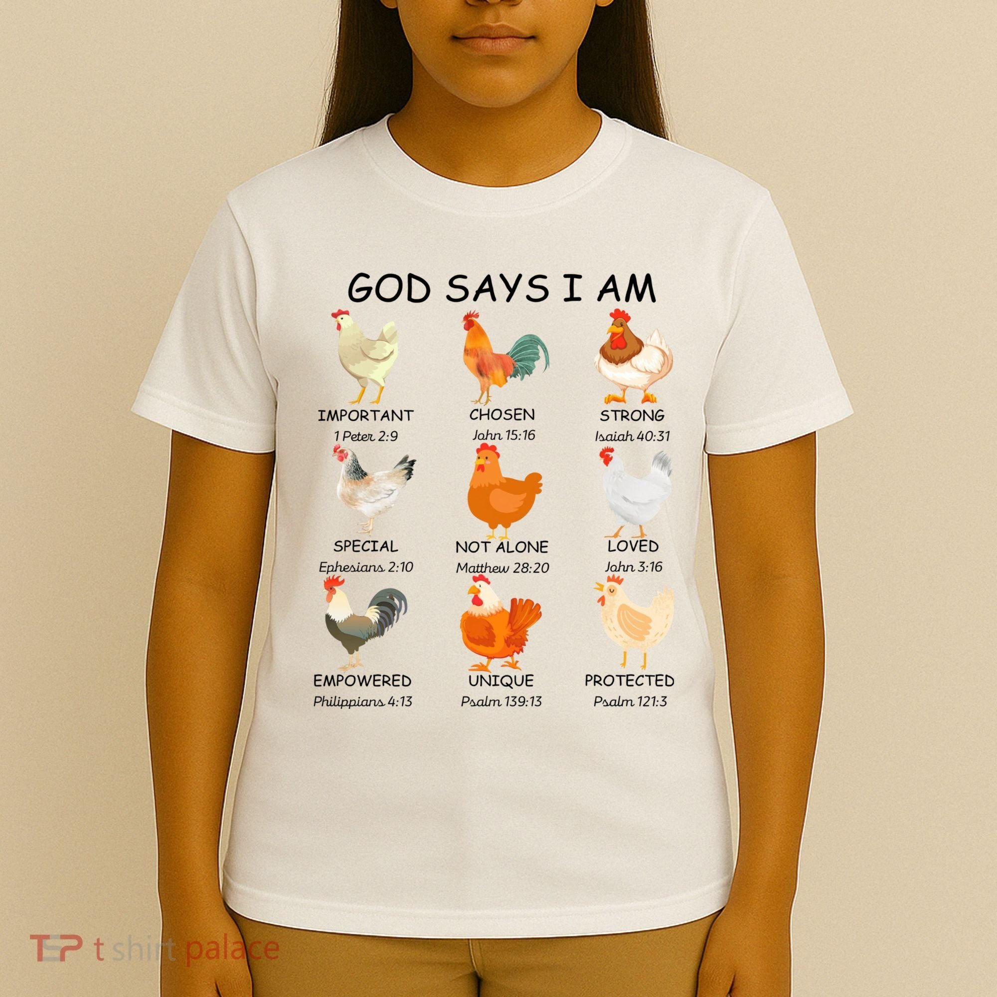God Says I Am Chicken Christian Bible Funny Farm Chicken T-Shirt