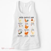 God Says I Am Chicken Christian Bible Funny Farm Chicken Women's Tank Top thumb 0