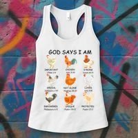 God Says I Am Chicken Christian Bible Funny Farm Chicken Women's Tank Top thumb 3