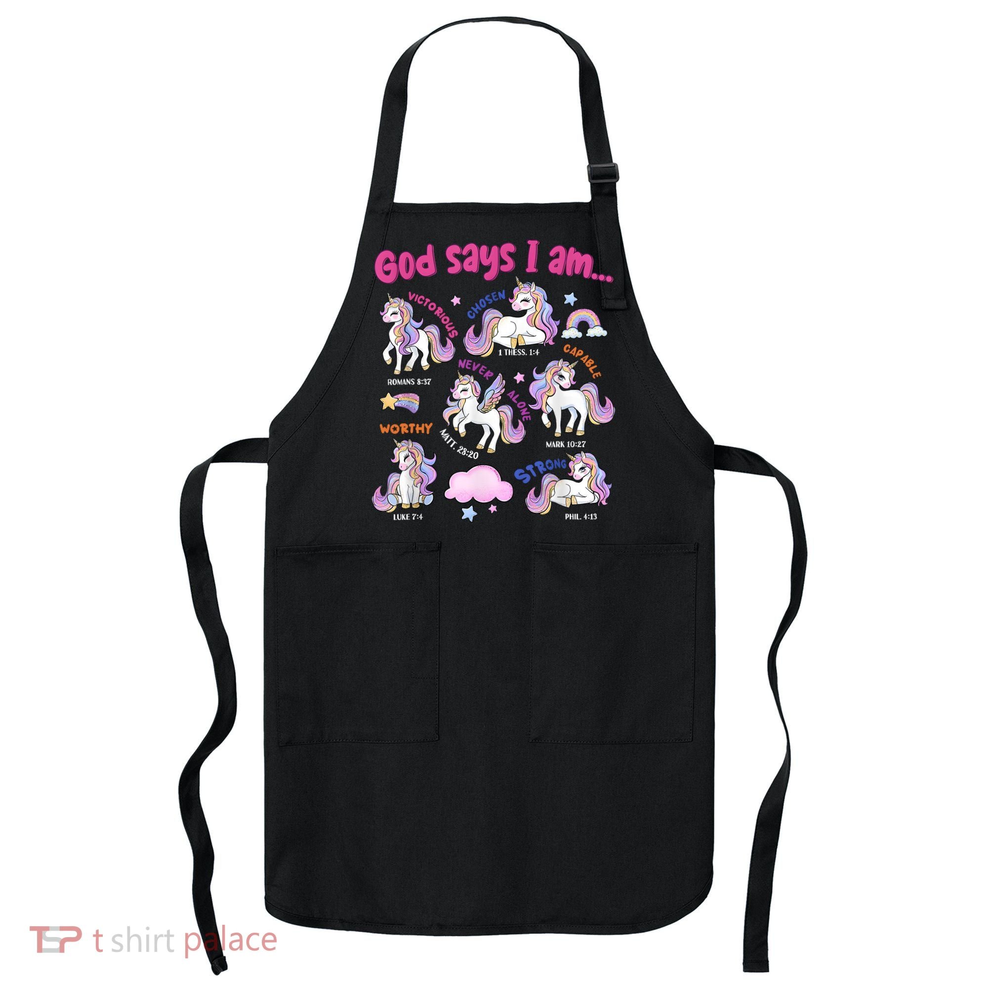 God Says I Am Cute Unicorn Bible Verse Apron