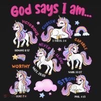 God Says I Am Cute Unicorn Bible Verse T-Shirt thumb 7