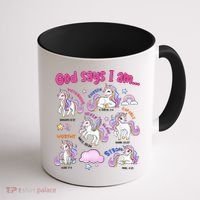 God Says I Am Cute Unicorn Bible Verse Coffee Mug thumb 1