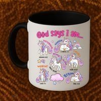 God Says I Am Cute Unicorn Bible Verse Coffee Mug thumb 2