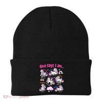 God Says I Am Cute Unicorn Bible Verse Beanie thumb 0