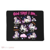 God Says I Am Cute Unicorn Bible Verse Mousepad thumb 0