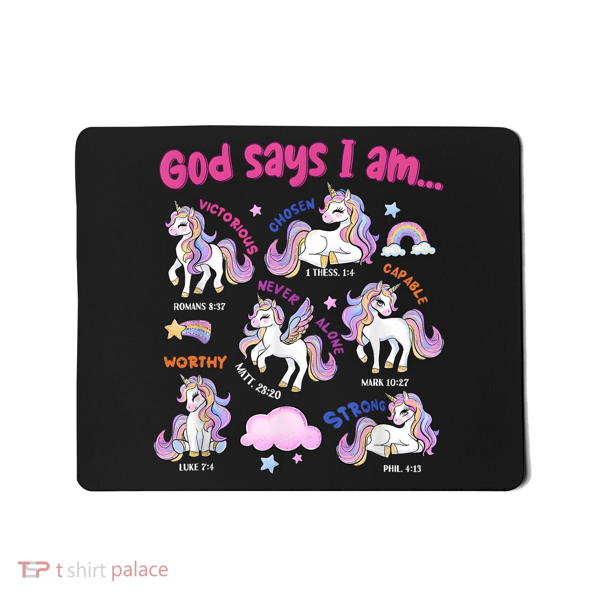 God Says I Am Cute Unicorn Bible Verse Mousepad