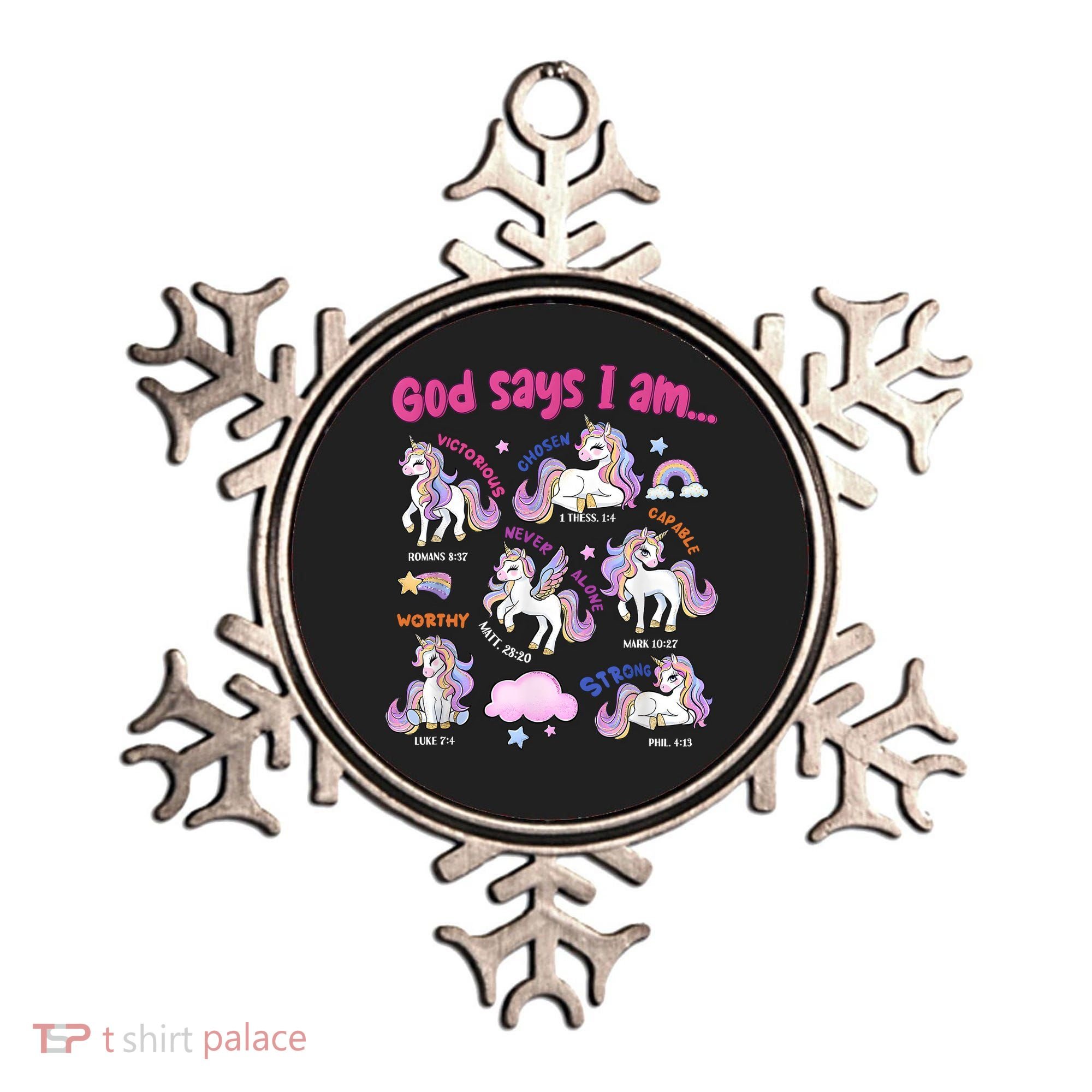 God Says I Am Cute Unicorn Bible Verse Ornament