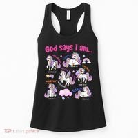 God Says I Am Cute Unicorn Bible Verse Women's Tank Top thumb 0
