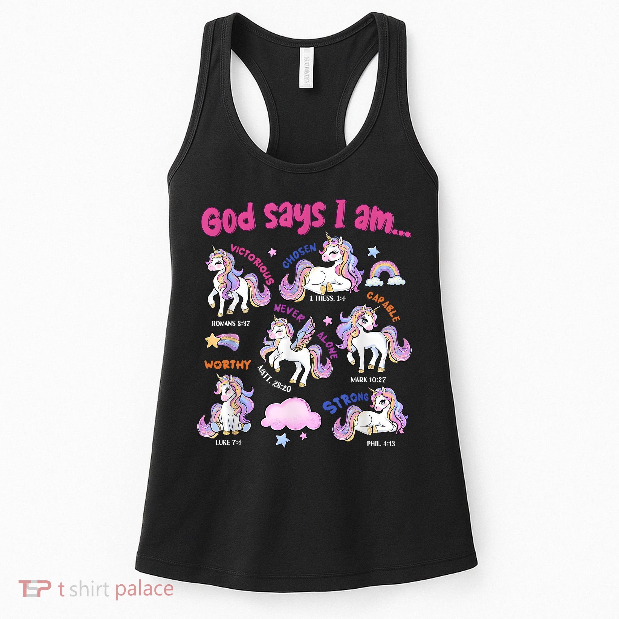 God Says I Am Cute Unicorn Bible Verse Women's Tank Top