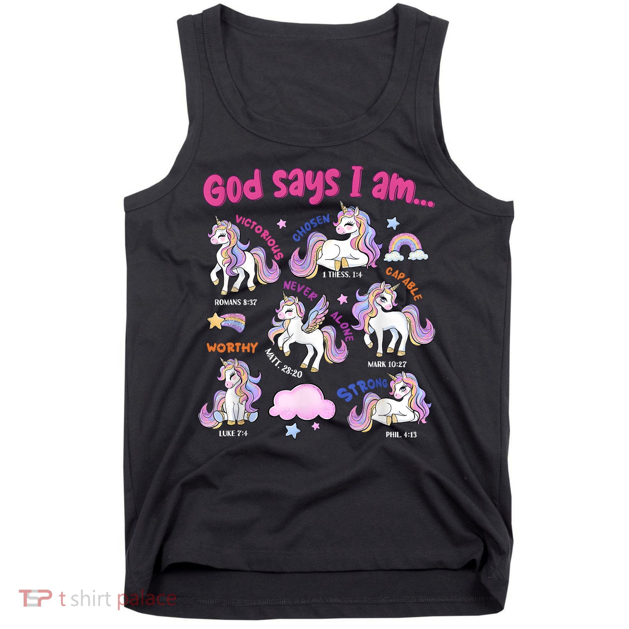 God Says I Am Cute Unicorn Bible Verse Tank Top
