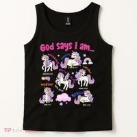 God Says I Am Cute Unicorn Bible Verse Tank Top thumb 2