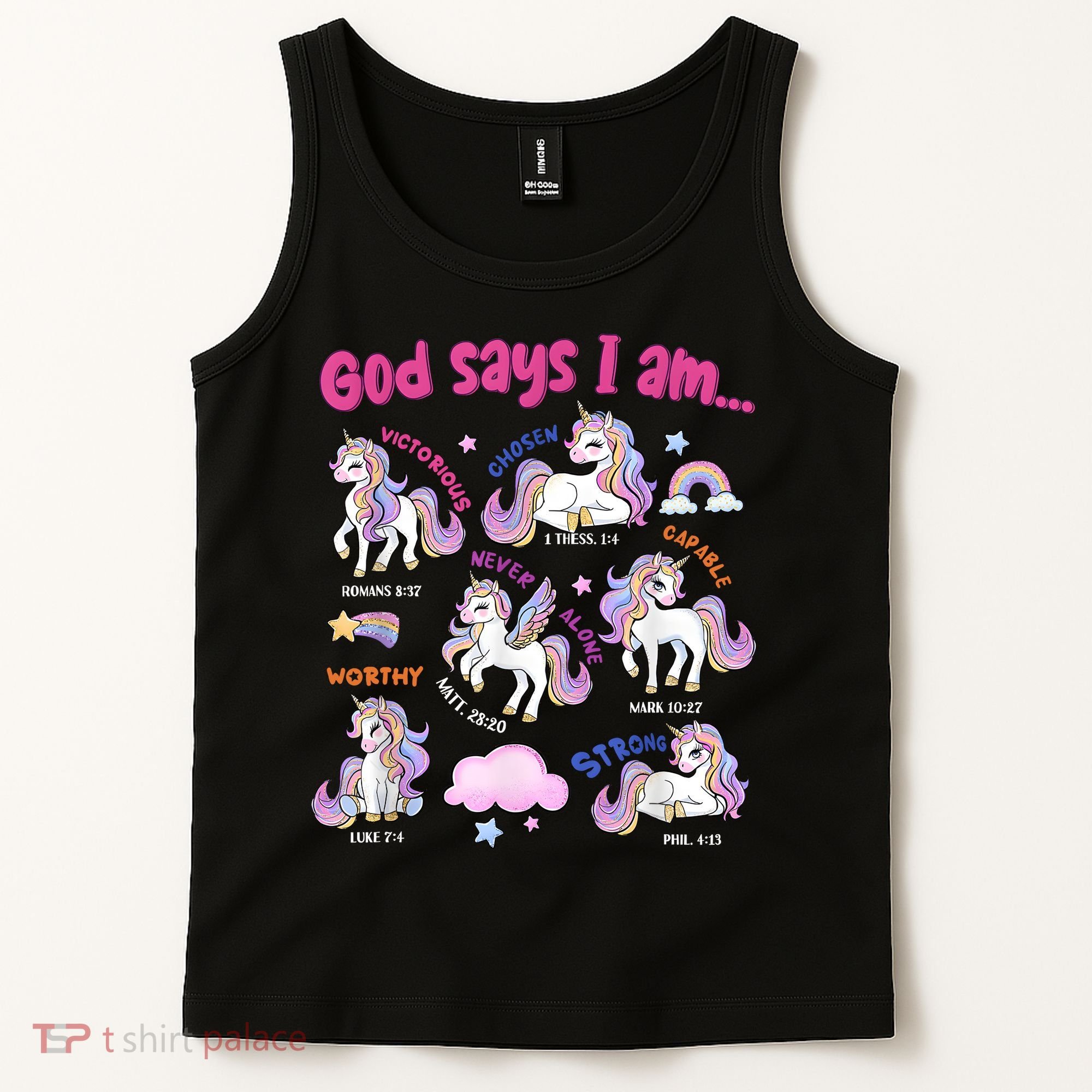 God Says I Am Cute Unicorn Bible Verse Tank Top