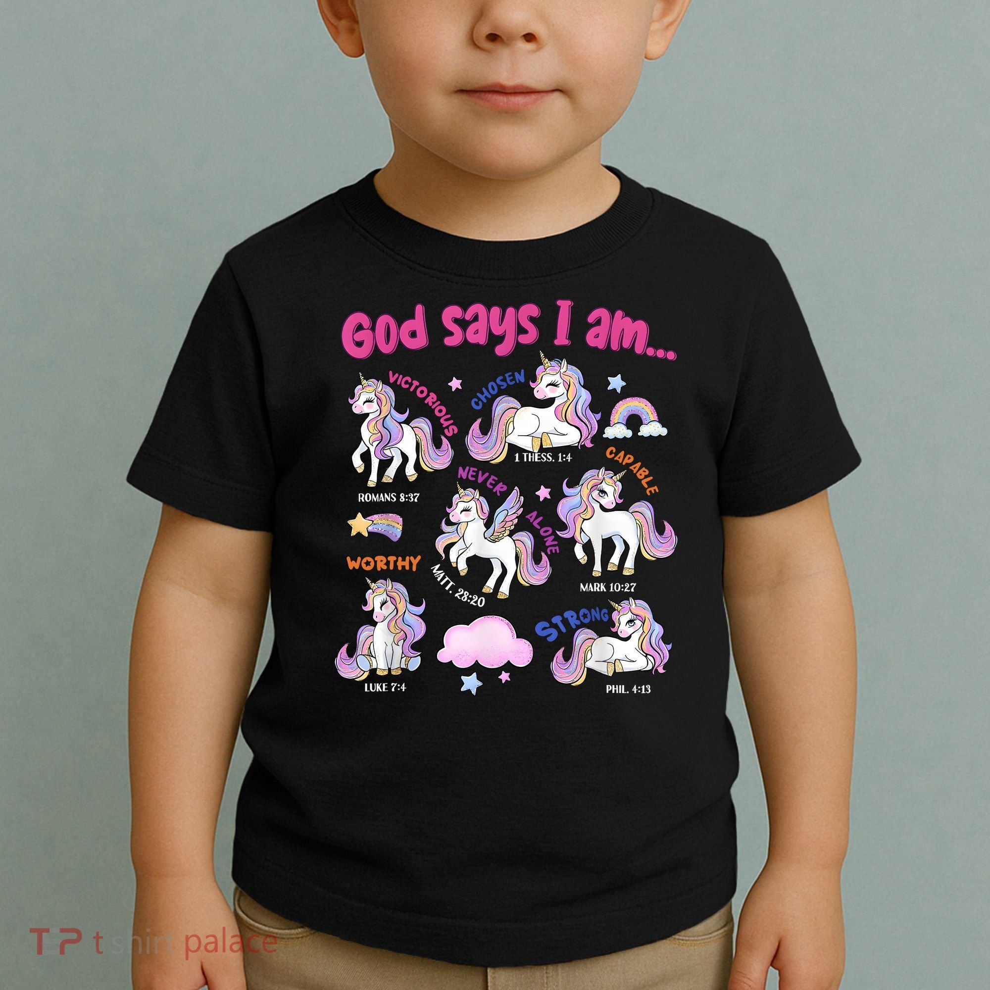God Says I Am Cute Unicorn Bible Verse Toddler T-Shirt