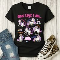 God Says I Am Cute Unicorn Bible Verse Women's T-Shirt thumb 3