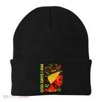 God Says I Am Black Melanin Black History Month Juneteenth Beanie thumb 0