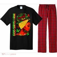 God Says I Am Black Melanin Black History Month Juneteenth Pajama Set thumb 0