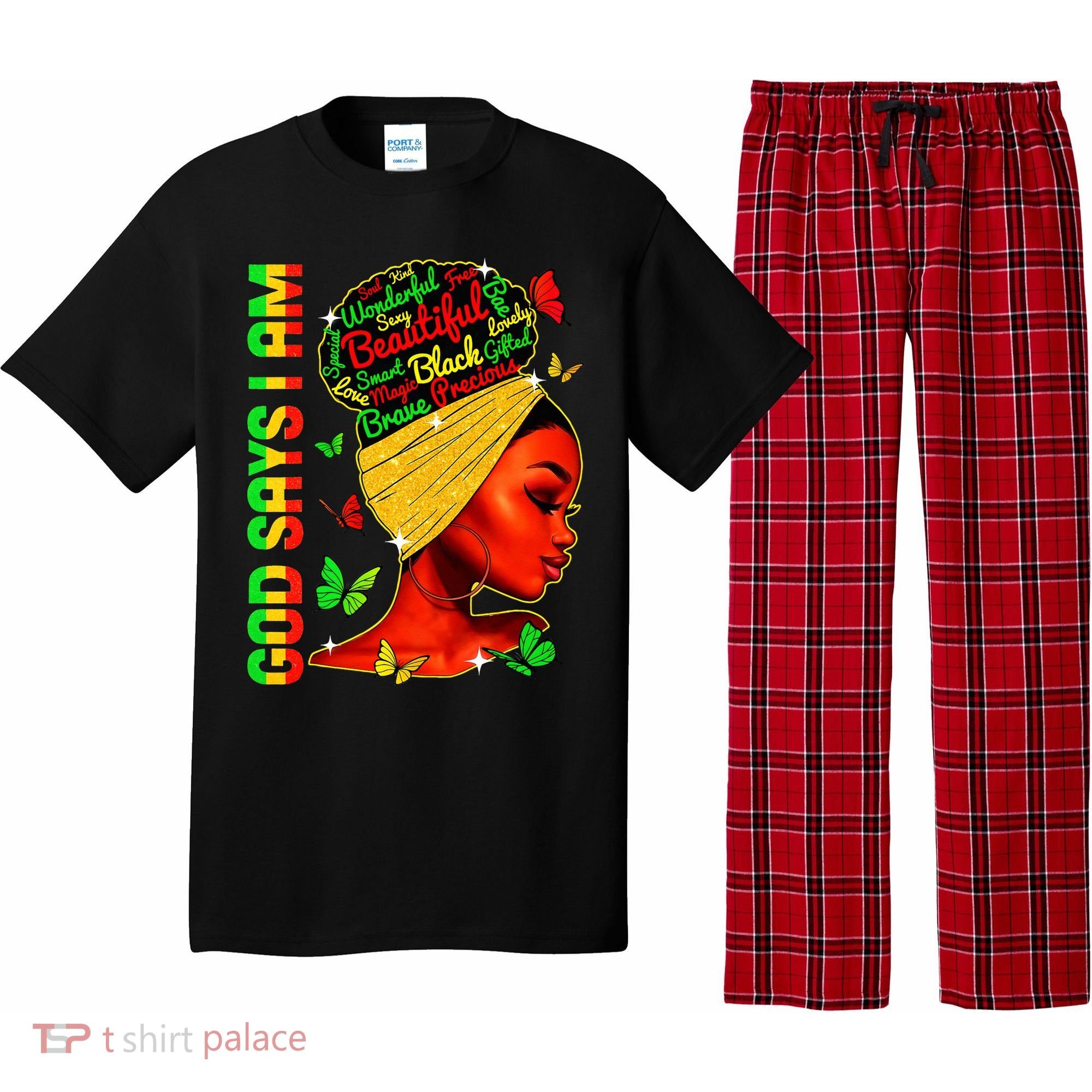 God Says I Am Black Melanin Black History Month Juneteenth Pajama Set