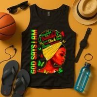 God Says I Am Black Melanin Black History Month Juneteenth Tank Top thumb 4