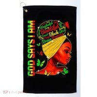 God Says I Am Black Melanin Black History Month Juneteenth Golf Towel thumb 0