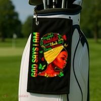 God Says I Am Black Melanin Black History Month Juneteenth Golf Towel thumb 2
