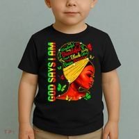God Says I Am Black Melanin Black History Month Juneteenth Toddler T-Shirt thumb 2