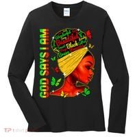 God Says I Am Black Melanin Black History Month Juneteenth Women's Long Sleeve Shirt thumb 0