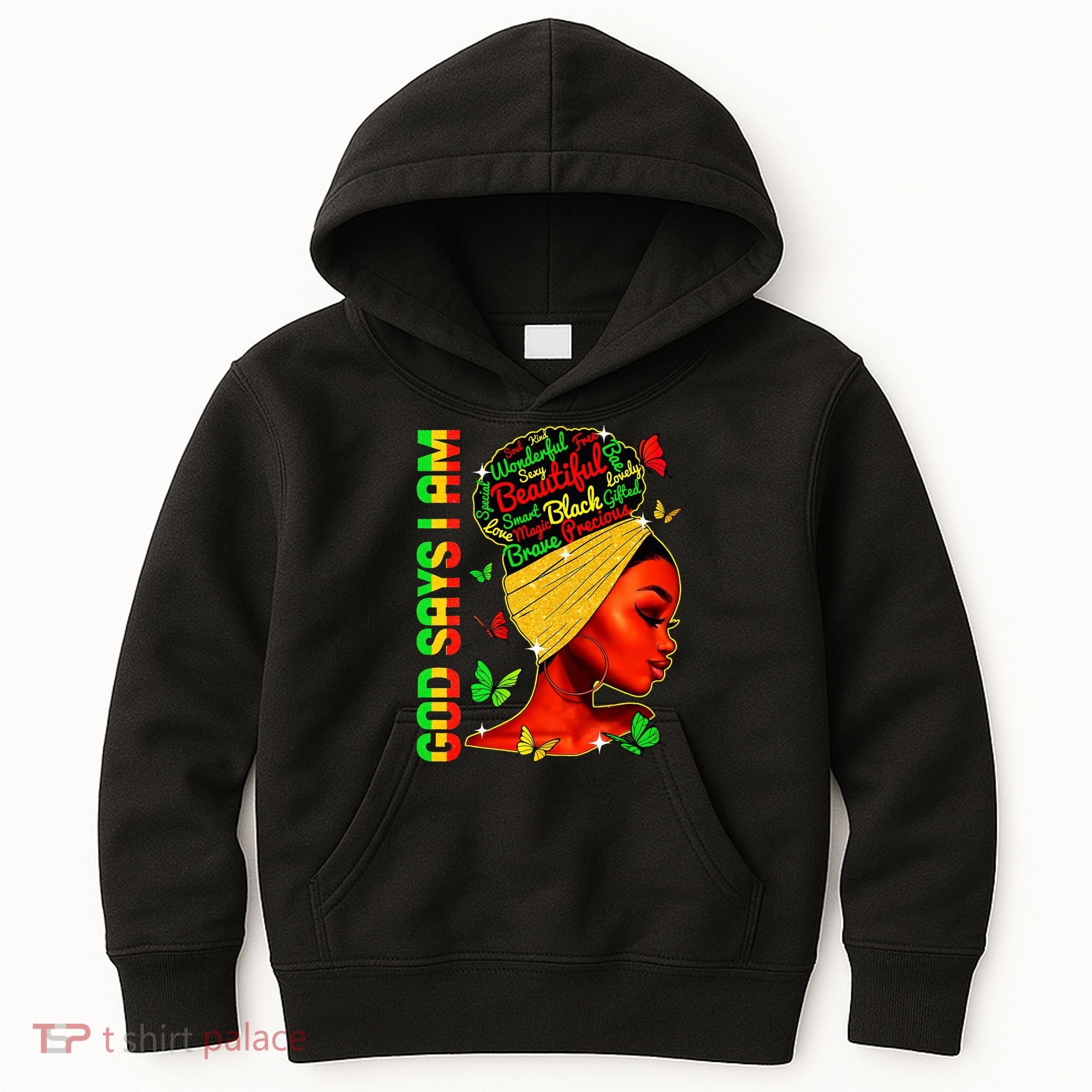 God Says I Am Black Melanin Black History Month Juneteenth Kids Hoodie